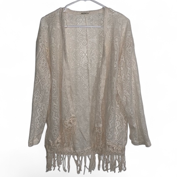 Ardene Cardigan Lace Fringe Long sleeve Kimono - Picture 1 of 6